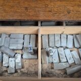 Wooden printing cabinet 36 drawers with typographic letters