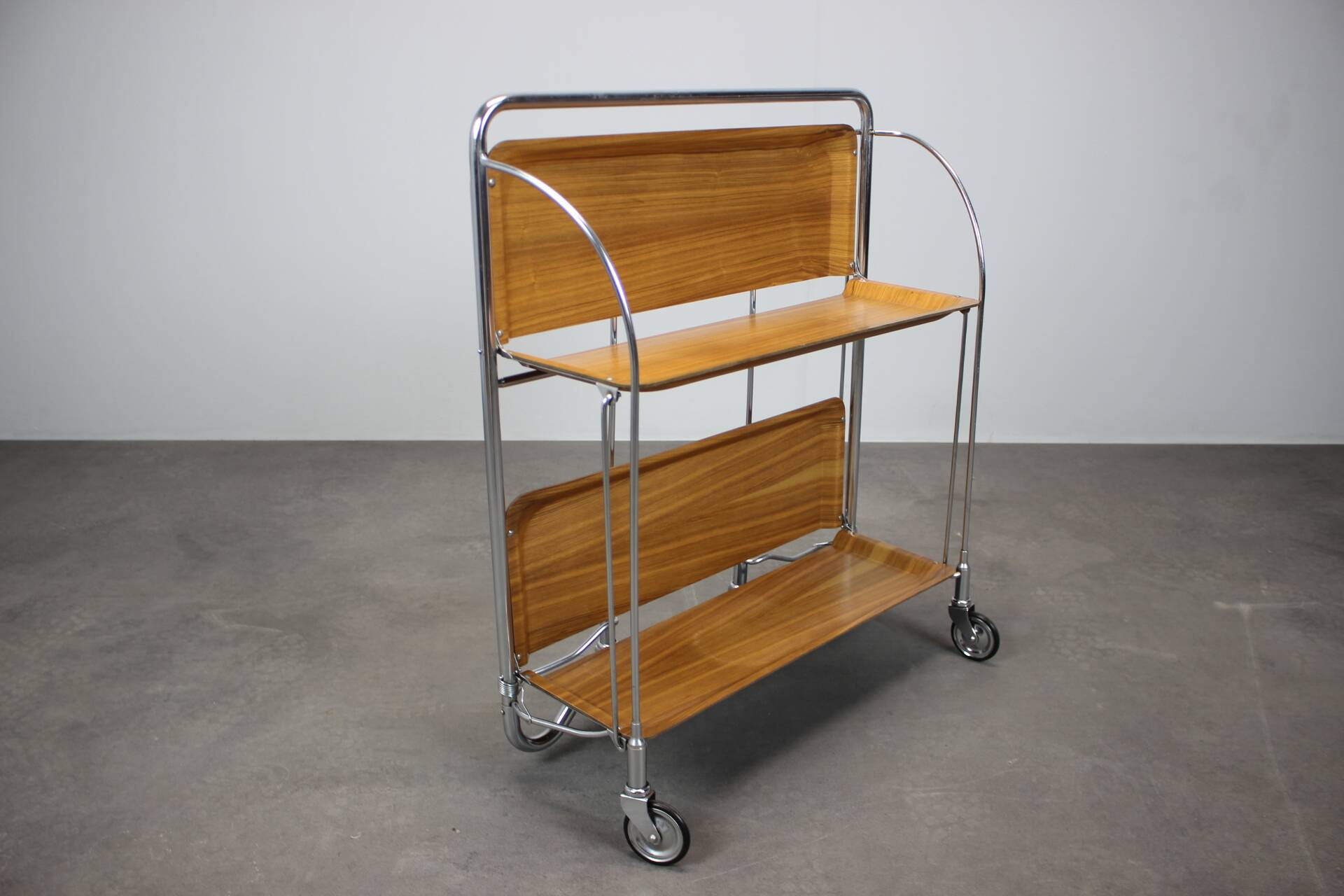 Vintage chrome folding service trolley, 1950s