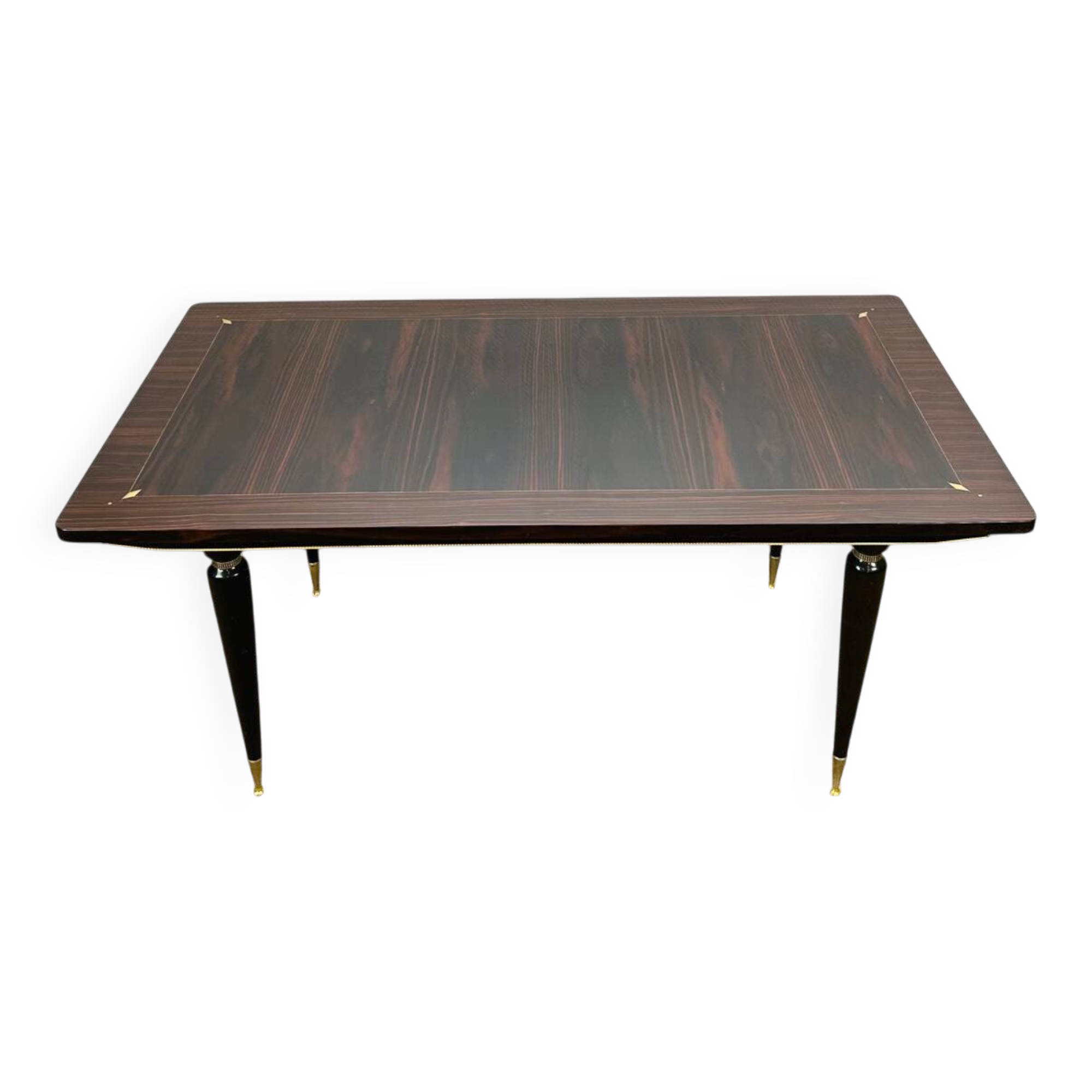 Table à manger Art déco en ébène de macassar, 1940
