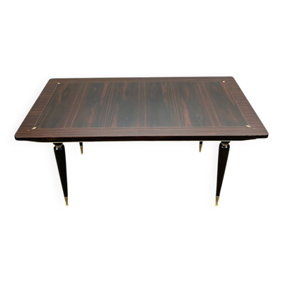 Table à manger Art déco en ébène de macassar, 1940