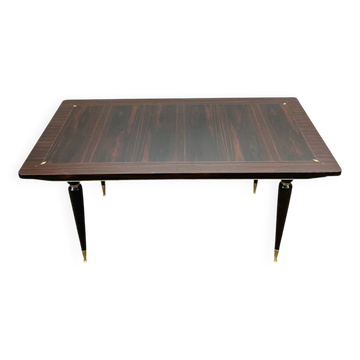 Table à manger Art déco en ébène de macassar, 1940