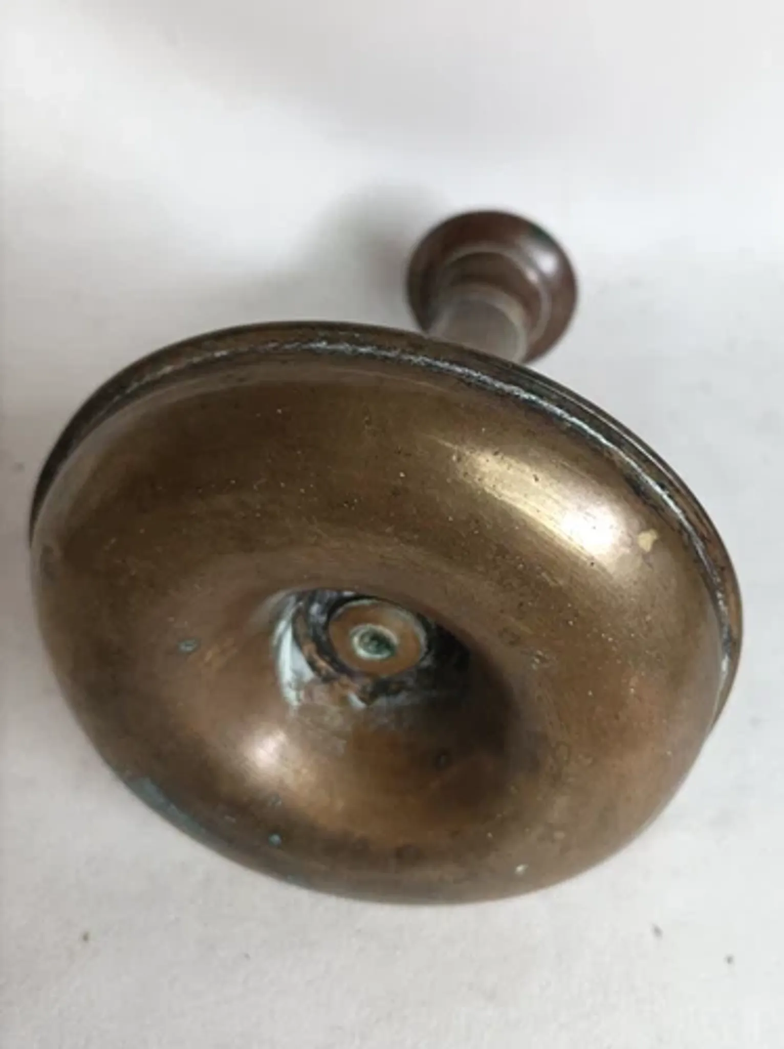 Set of 3 antique push-button bronze candlesticks from the Napoleonic III era.