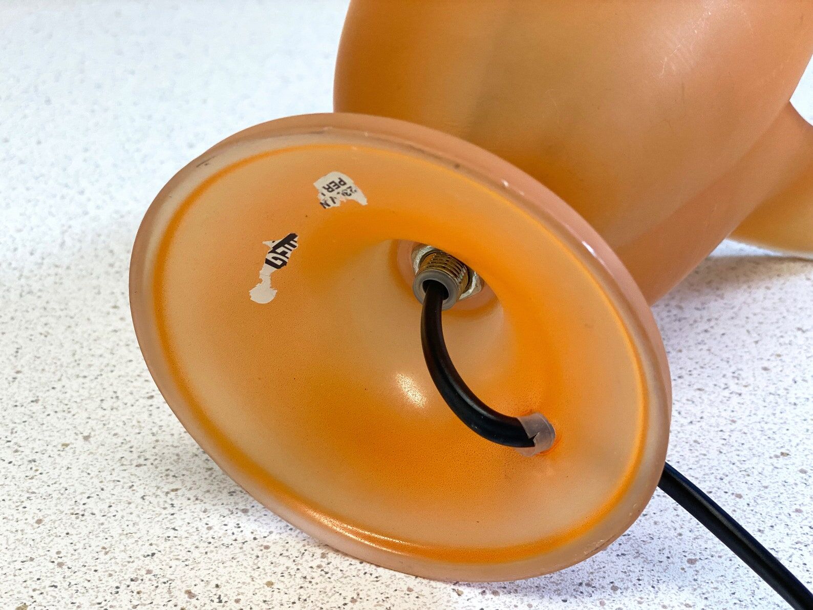 Vintage orange glass flower table lamp