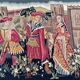 Important handwoven tapestry Medieval life 20th century