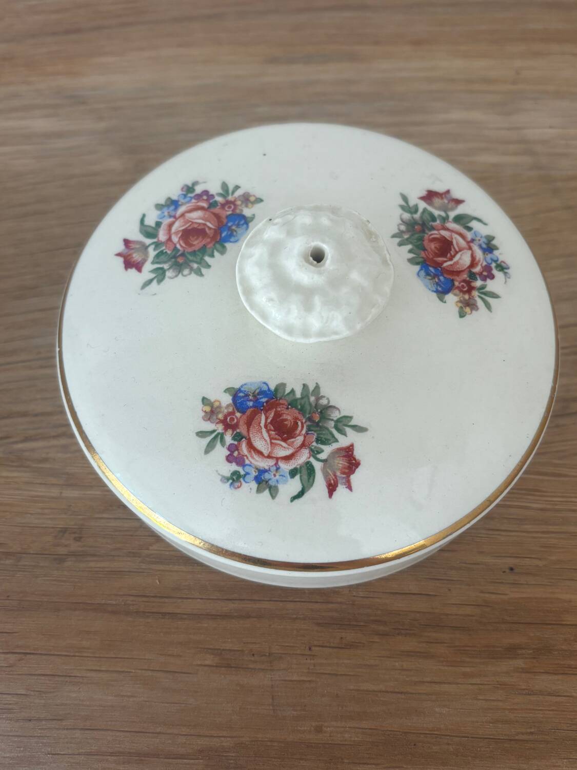 Vintage small candy jar floral pattern Sarreguemines