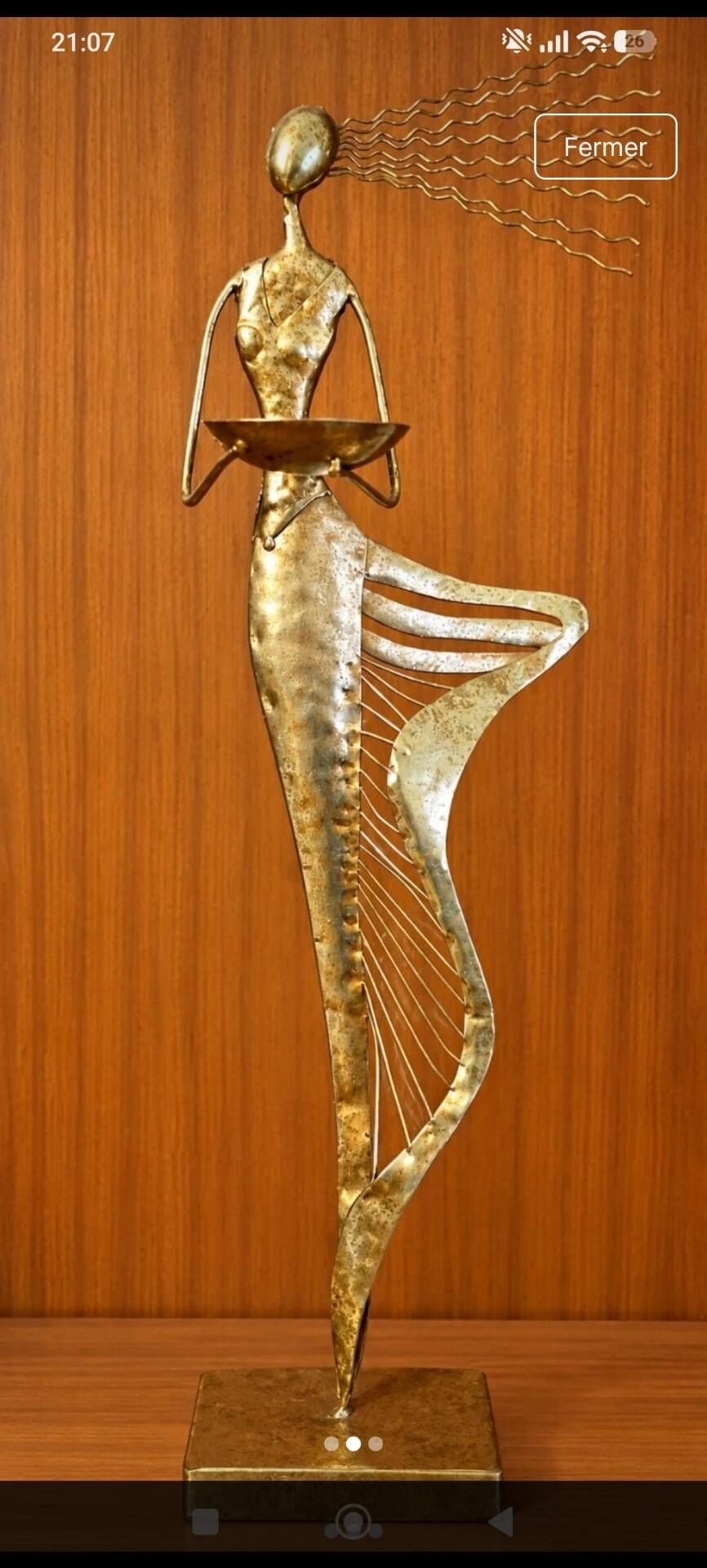 Pair of Elegant Golden Metal Candle Holder Statues – Ethnic Style