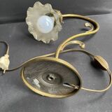 Lampe de table – Laiton doré et verre moulé