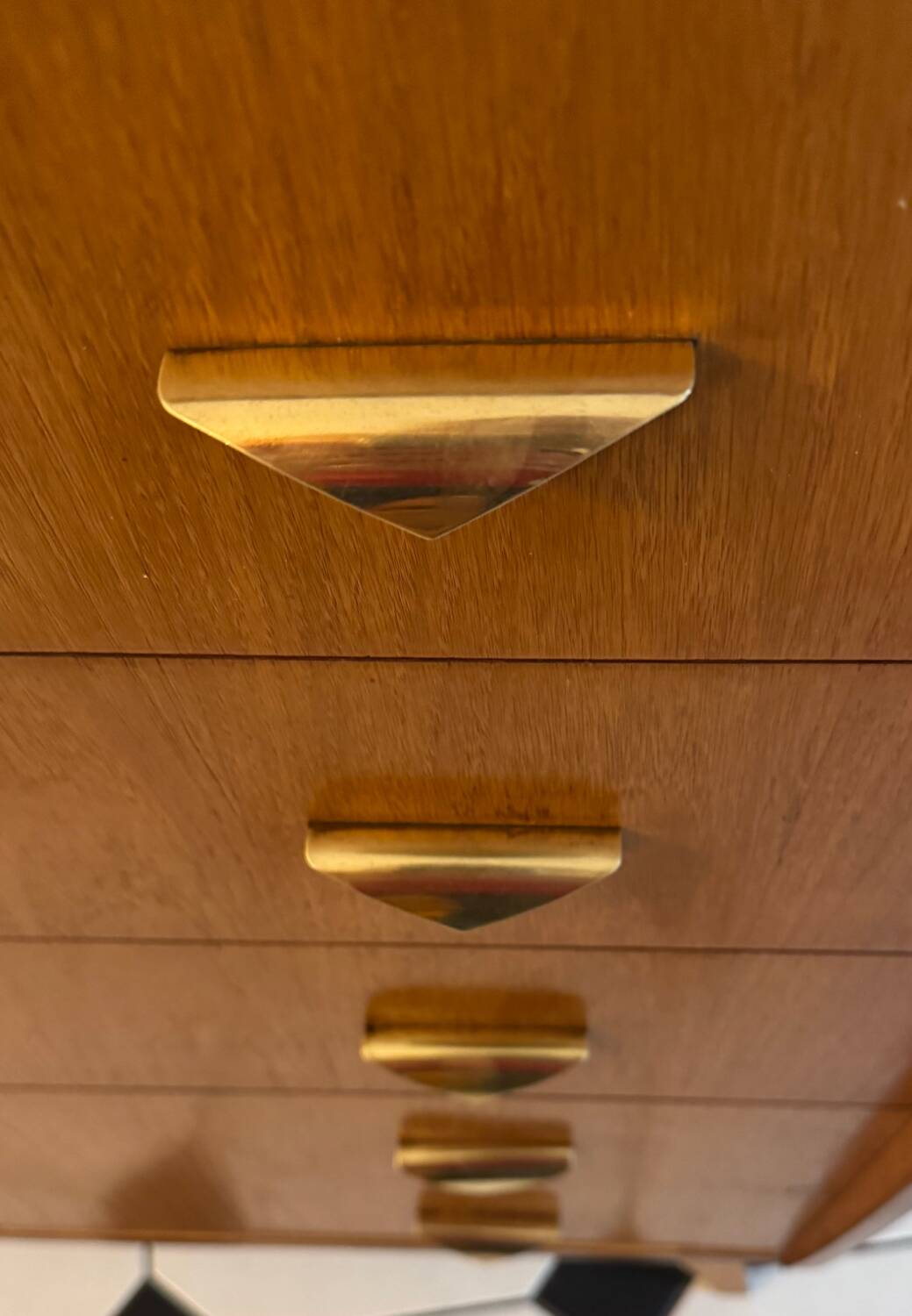 Vintage chest of drawers with compass feet