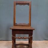 Chaise escabelle en bois Louis XIII
