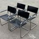 Vintage set of 4 tubular leather chairs style MG5 Grassi