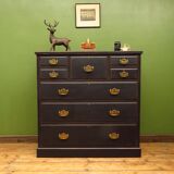Substantial antique painted black chest of drawers