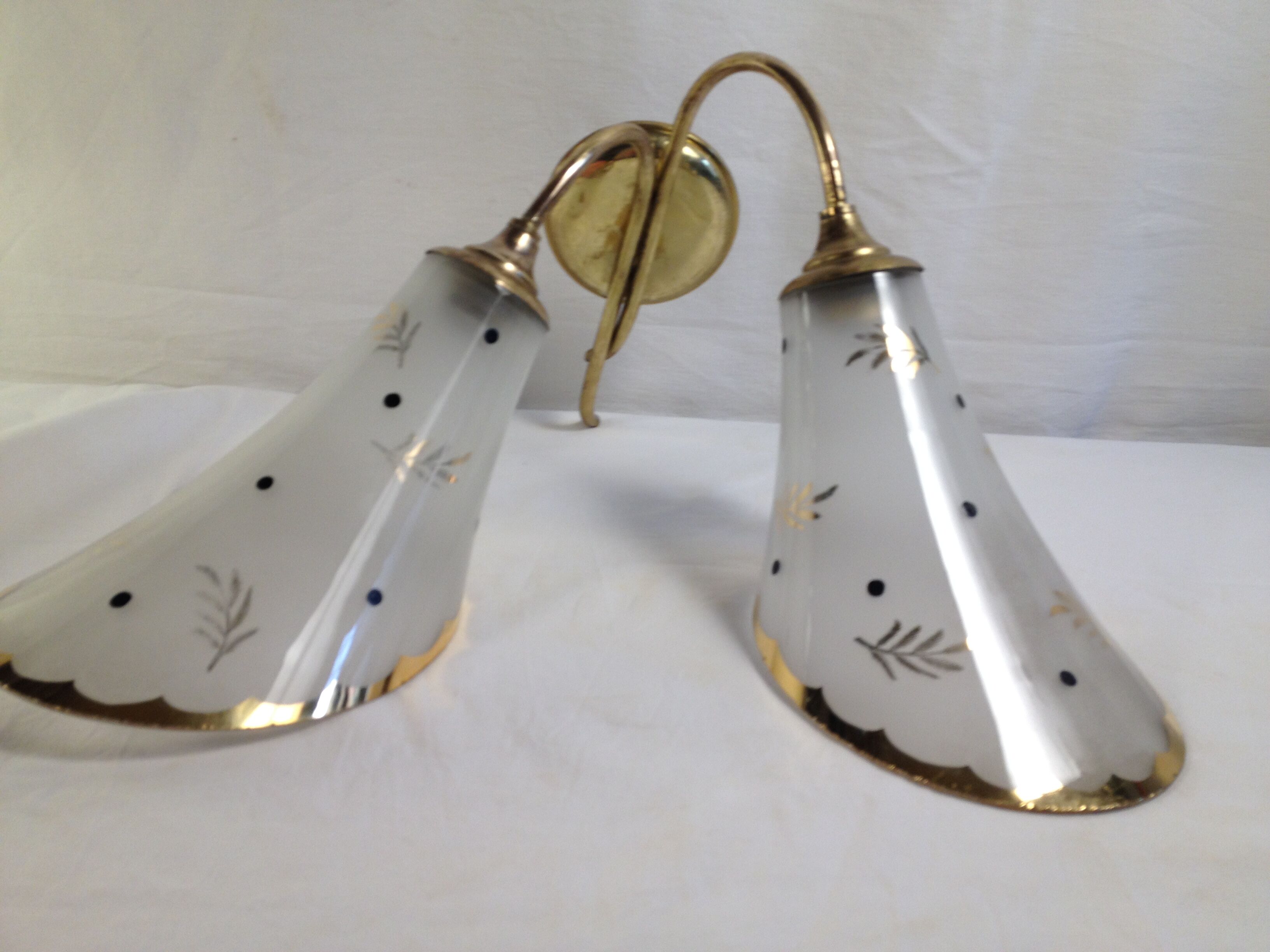 Tulip wall lamp 50s, Vintage, glass and brass
