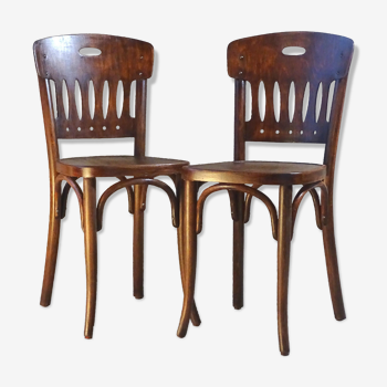 2 chaises Fischel bistrot  1925 assises bois