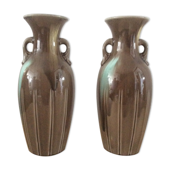 Pair of vintage ceramic amphorae vases 60/70