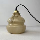 Pair of antique vintage marble pendant lights