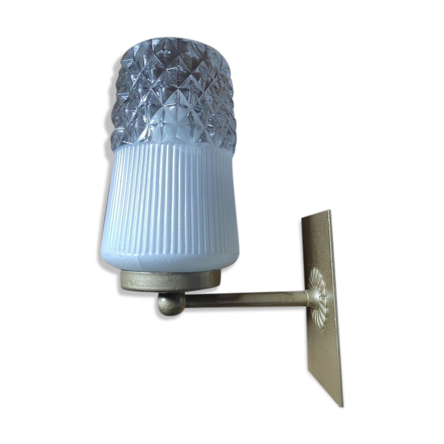 Wall lamp globe glass 2 tones support gold old vintage