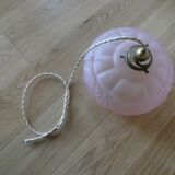 Art Deco pendant lamp in pink frosted glass