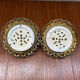 Vintage ancien plafonnier en verre et laiton cisele 2 lumieres  dos tole
