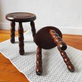 Pair of antique tripod stools