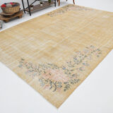 Mustard color oversize vintage rug 349x247cm