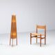 Temde tripod floor lamp in sisal and teak, Switzerland, 1960