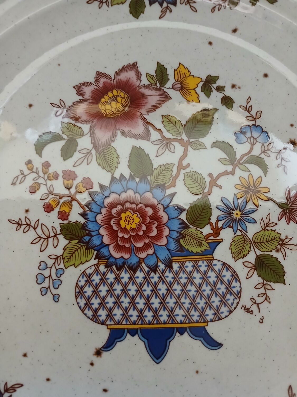 4 antique Sarreguemines plates, "Eclat" pattern