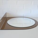 Miroir de courtoisie avec étagère, miroir mural vintage en plastique fumé de style Space Age