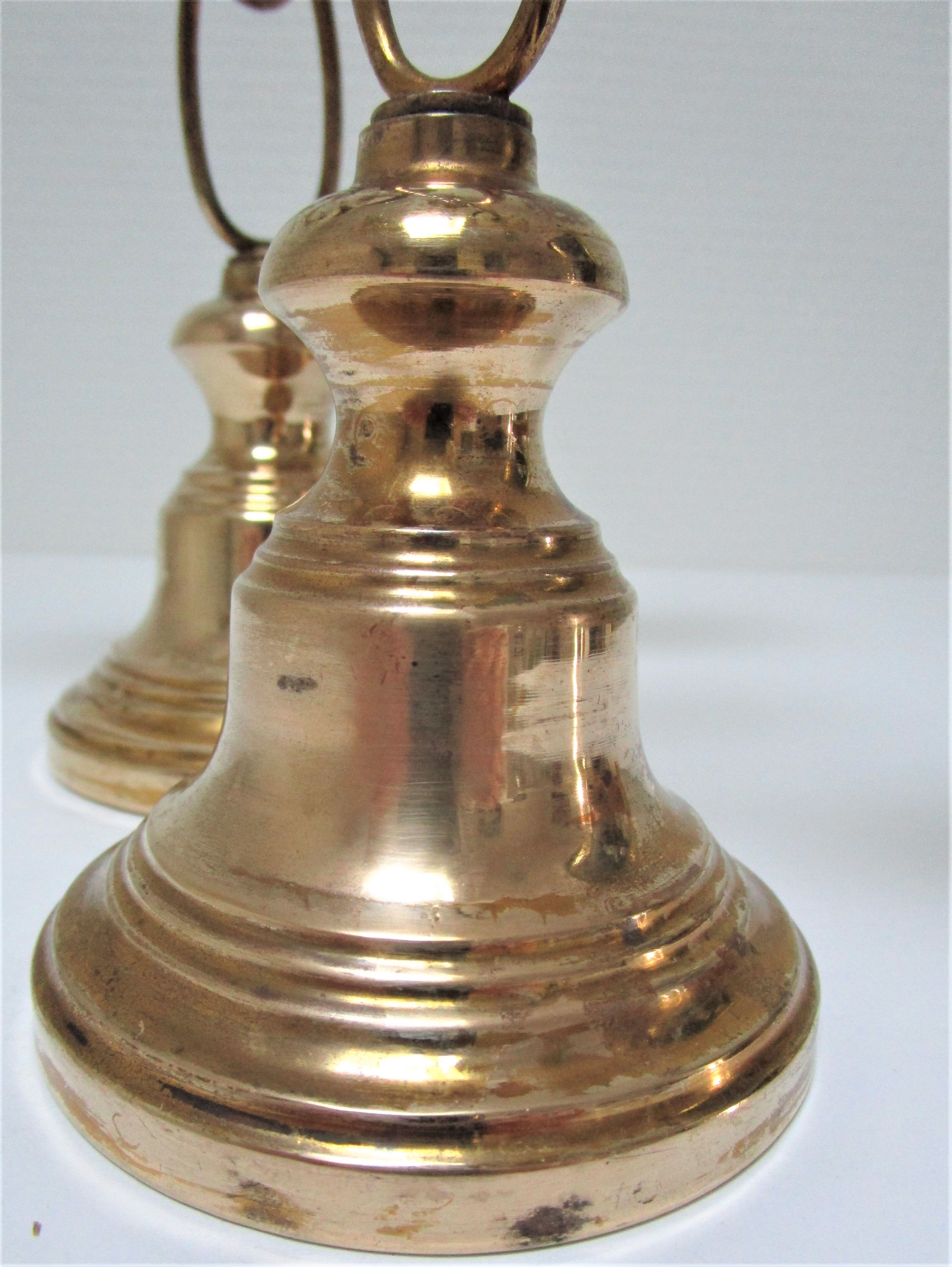 Pair of brass and three-pointed stone candelabra candle holders early twentieth century