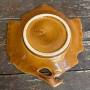 Old orfinox pocket video ceramic leaf shape vintage barbotine #