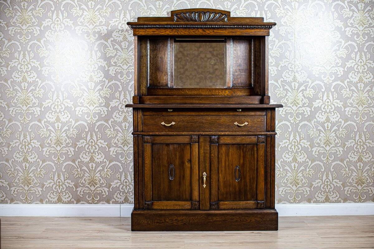 Large Oak Sideboard with Mirror, 1930s