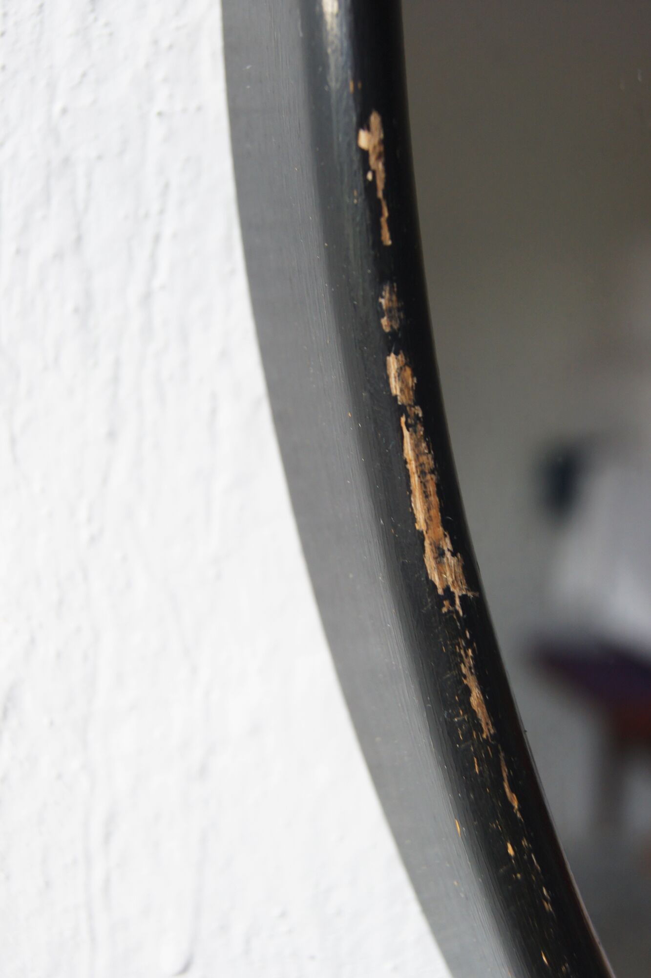 Mid-century scandinavian round wooden mirror, 1960s, 70 cm