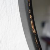 Mid-century scandinavian round wooden mirror, 1960s, 70 cm