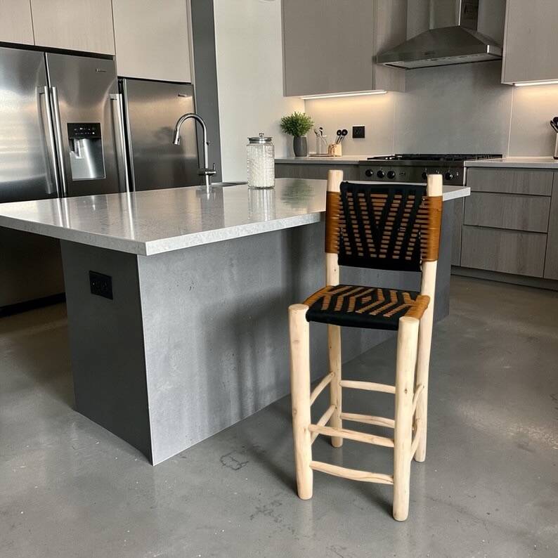 Moroccan bar stool in braided rope
