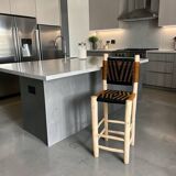 Moroccan bar stool in braided rope