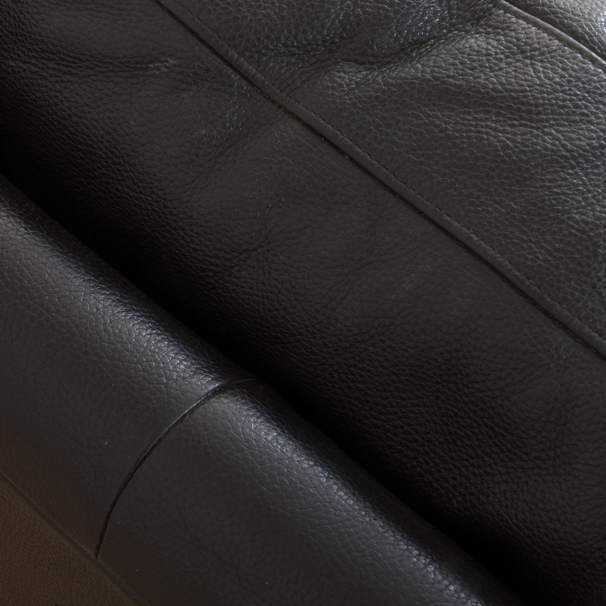 Black leather mid century 2,5 seater sofa
