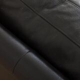 Black leather mid century 2,5 seater sofa