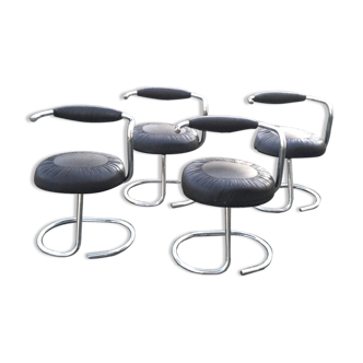 Lot of 4 Cobra chairs by Giotto Stppino