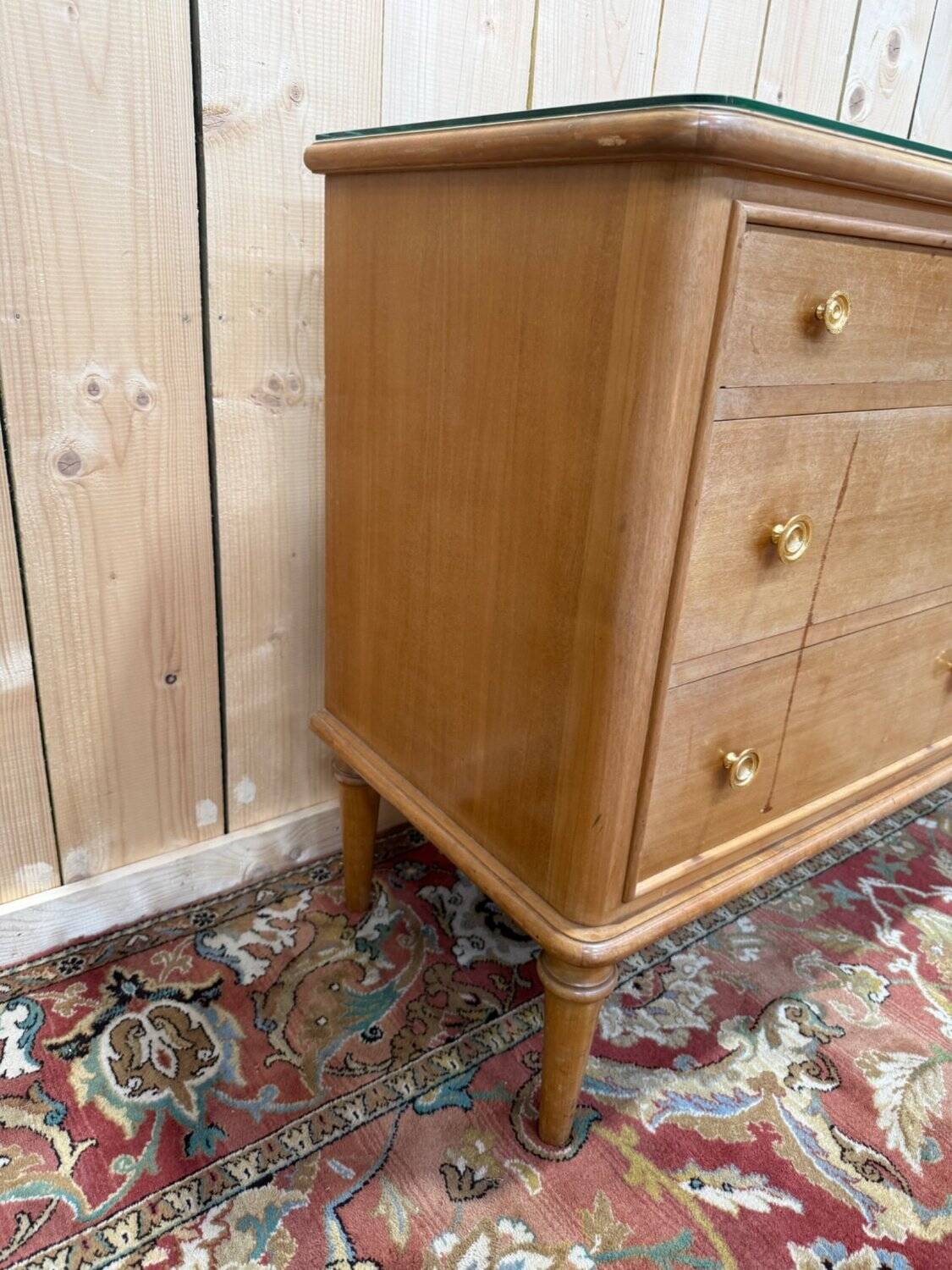 6-drawer chest – Transitional style 1960 – Fruitwood and brass