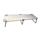Adult camp bed Khaki metal and burlap