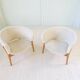 Mid-century lounge chairs in sheepskin/shearling and stained wood, Sweden, 1962.