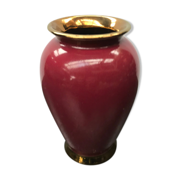Vase céramique rouge avec liseret doré md Grrmany vintage