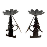 Brutalist folk art candlesticks