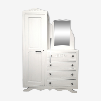 Asymmetric wardrobe of the 1950s with beveled mirror