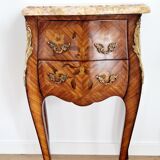 Chest of drawers marquetry Louis XVI style signed Marquant
