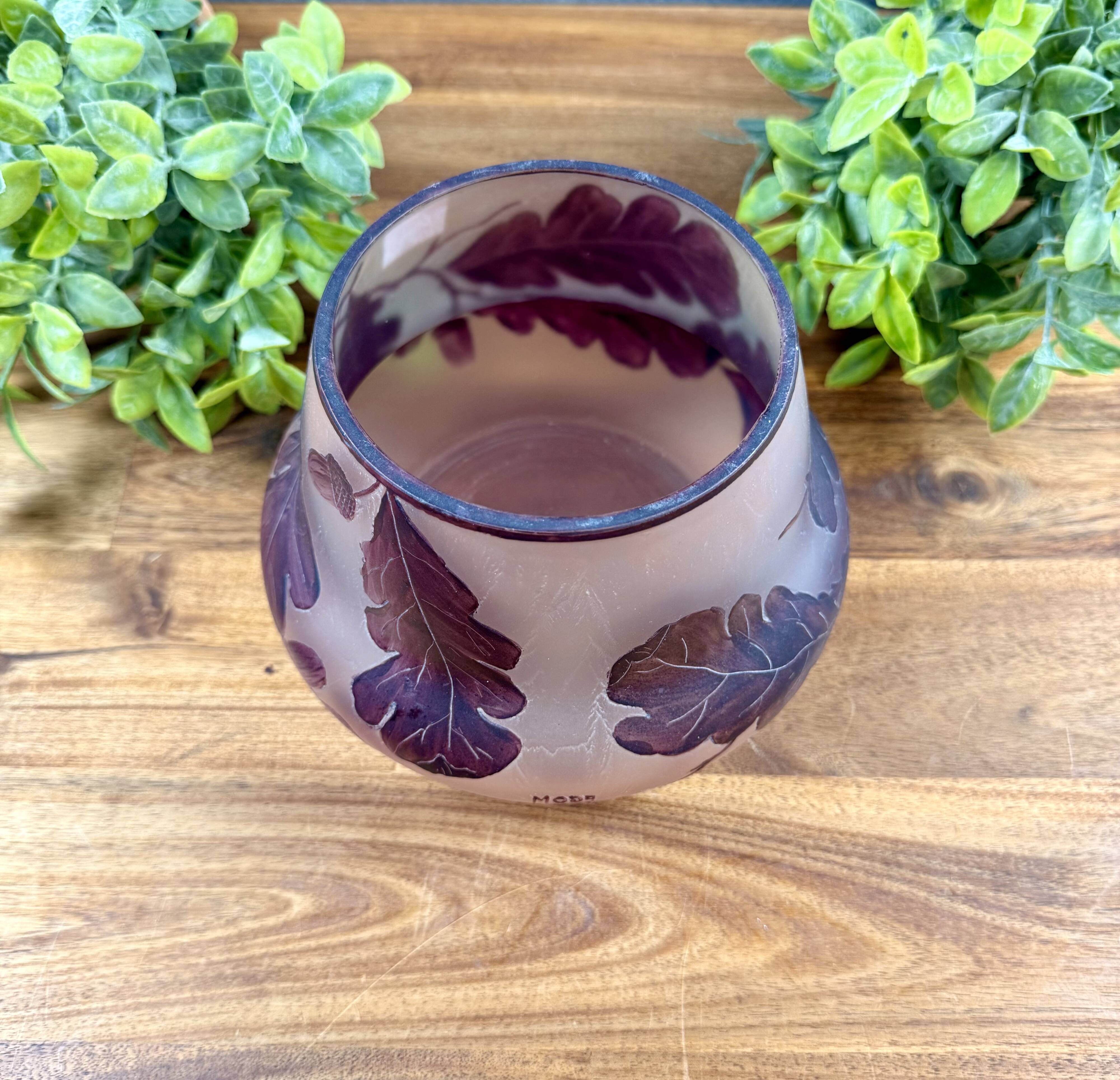 Art Nouveau glass paste vase signed Moda
