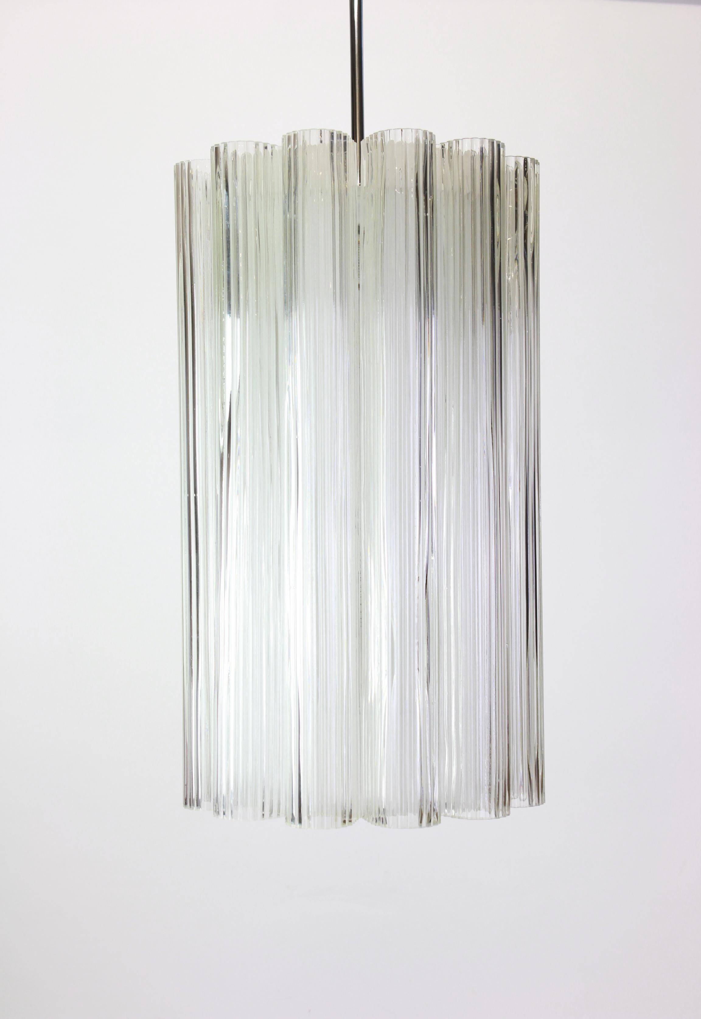 cylindrical pendant lights with crystal glass by Doria, Germany, 1960s.