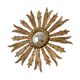 Old Wooden Sun Mirror Sunburst Mirror Gold Fifties 70cm