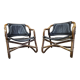 Pair of vintage skaï bamboo armchairs