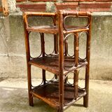 Vintage rattan and bamboo shelf cabinet - 3 trays