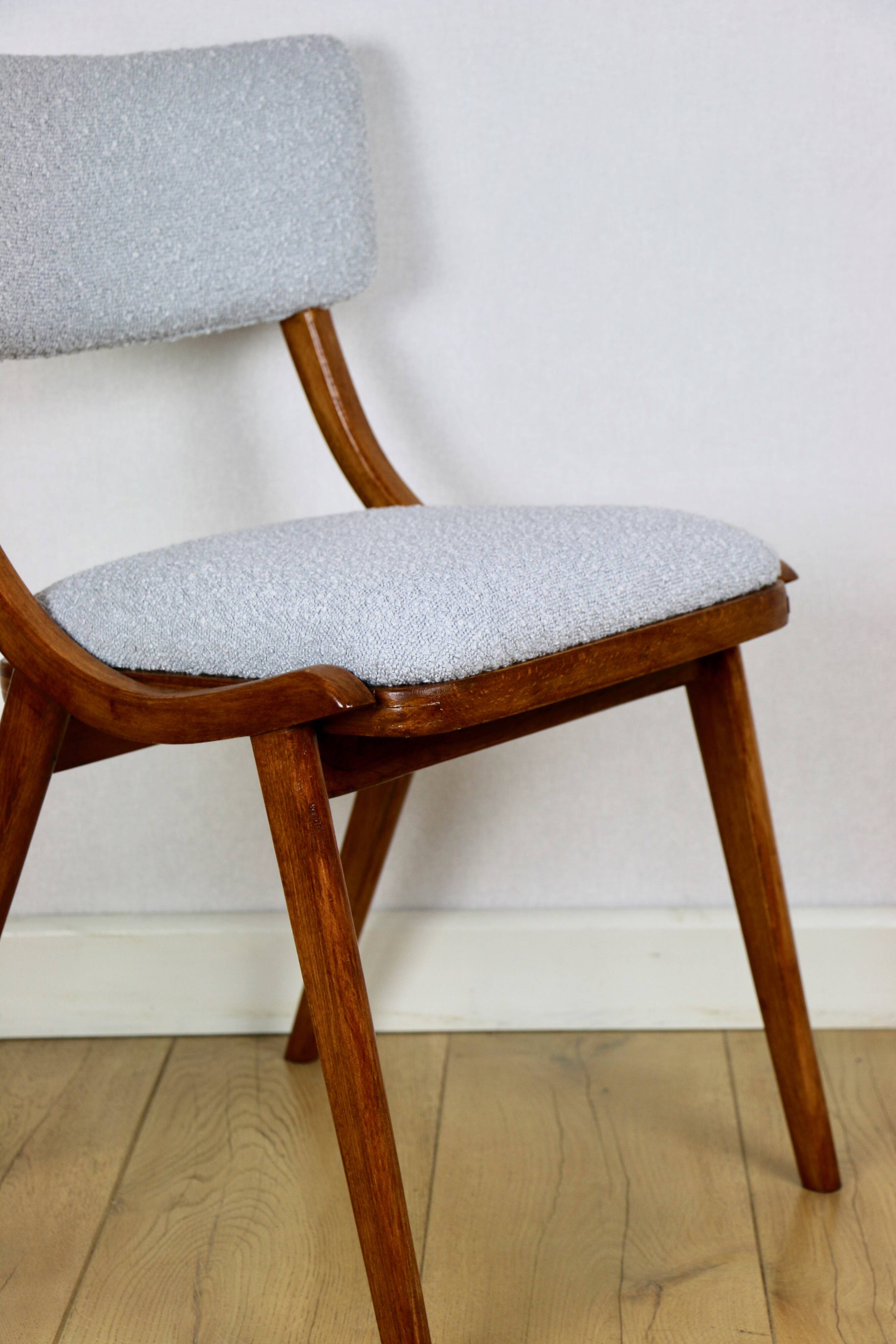 Skoczek chair light blue light grey boucle from the 70s